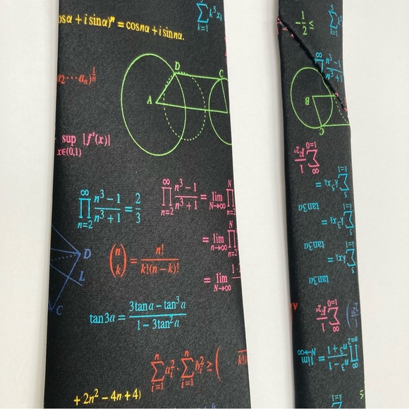 Math Tie Necktie Mens Education Algebra Geometry Equations Professor Teacher Tie - Picture 5 of 7
